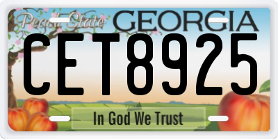 GA license plate CET8925