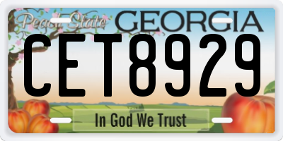 GA license plate CET8929