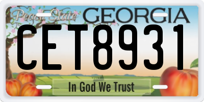 GA license plate CET8931