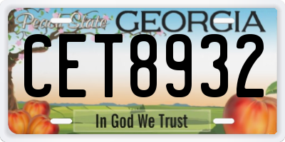 GA license plate CET8932
