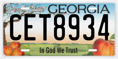 GA license plate CET8934