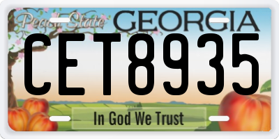 GA license plate CET8935