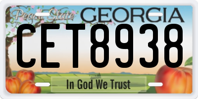 GA license plate CET8938