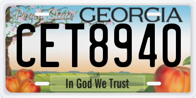 GA license plate CET8940