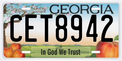 GA license plate CET8942