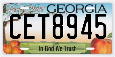 GA license plate CET8945