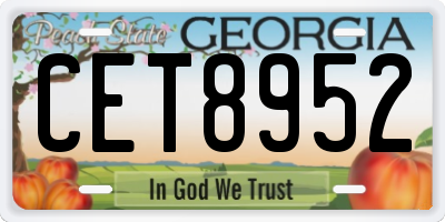 GA license plate CET8952