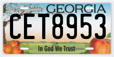 GA license plate CET8953