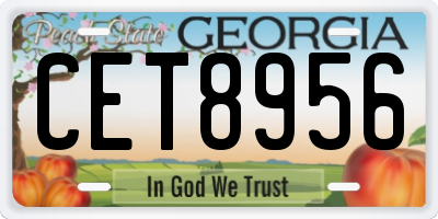 GA license plate CET8956