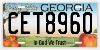 GA license plate CET8960