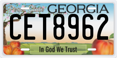 GA license plate CET8962