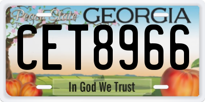 GA license plate CET8966