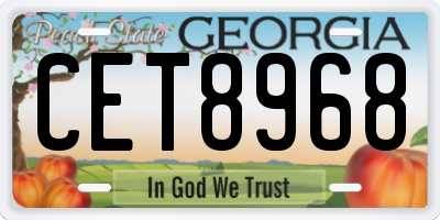 GA license plate CET8968
