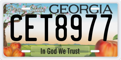 GA license plate CET8977
