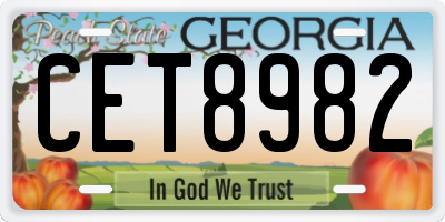 GA license plate CET8982