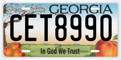 GA license plate CET8990