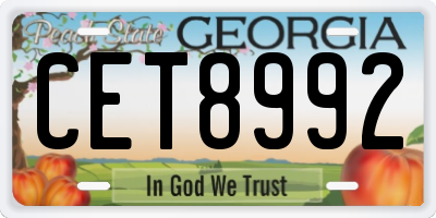 GA license plate CET8992