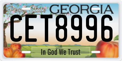 GA license plate CET8996