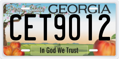 GA license plate CET9012