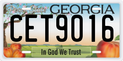 GA license plate CET9016