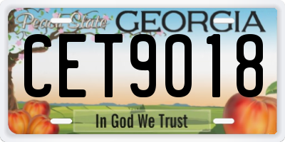 GA license plate CET9018