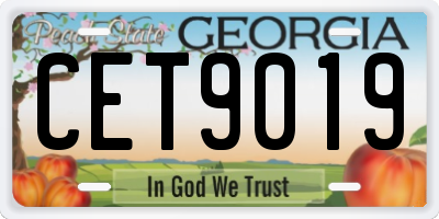 GA license plate CET9019