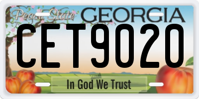 GA license plate CET9020