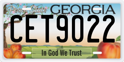 GA license plate CET9022