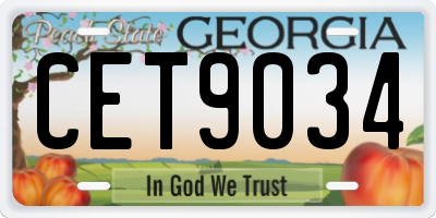 GA license plate CET9034