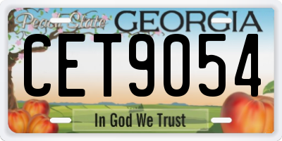 GA license plate CET9054