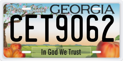 GA license plate CET9062