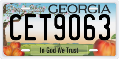 GA license plate CET9063