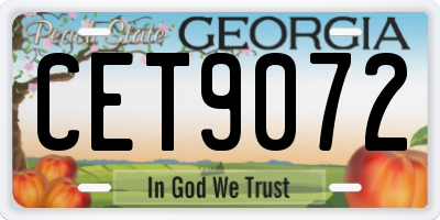 GA license plate CET9072