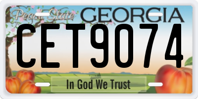 GA license plate CET9074