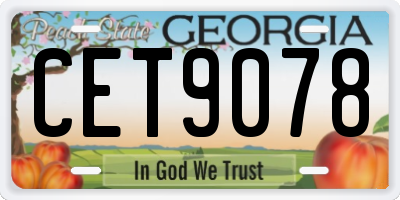 GA license plate CET9078