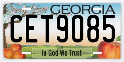 GA license plate CET9085