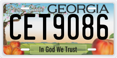GA license plate CET9086