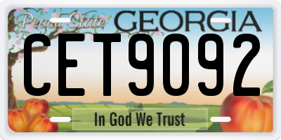 GA license plate CET9092
