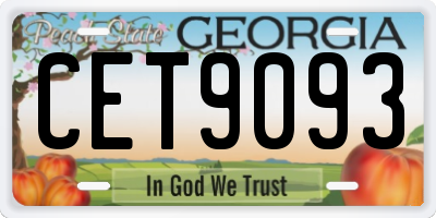 GA license plate CET9093