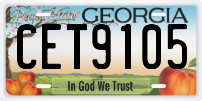 GA license plate CET9105