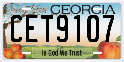 GA license plate CET9107