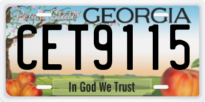 GA license plate CET9115