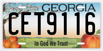 GA license plate CET9116