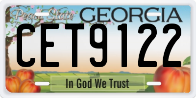 GA license plate CET9122