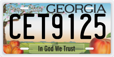 GA license plate CET9125