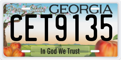 GA license plate CET9135
