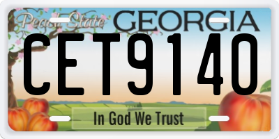 GA license plate CET9140
