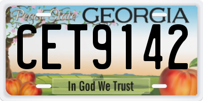GA license plate CET9142