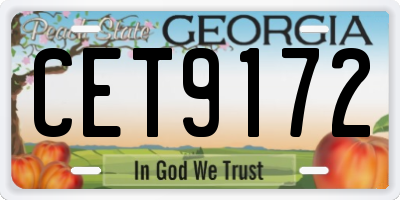GA license plate CET9172