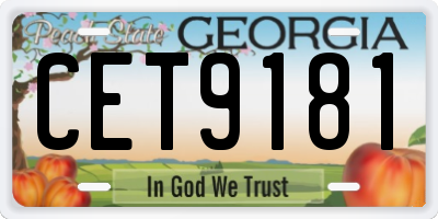 GA license plate CET9181